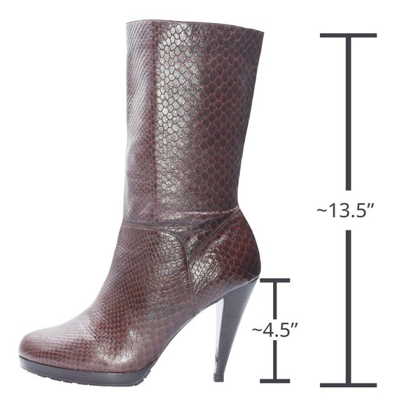 Cole Haan Ankle High Reptile Boots - Brown - Complete Leather - Size 9.5B - Mint - Picture 7 of 7